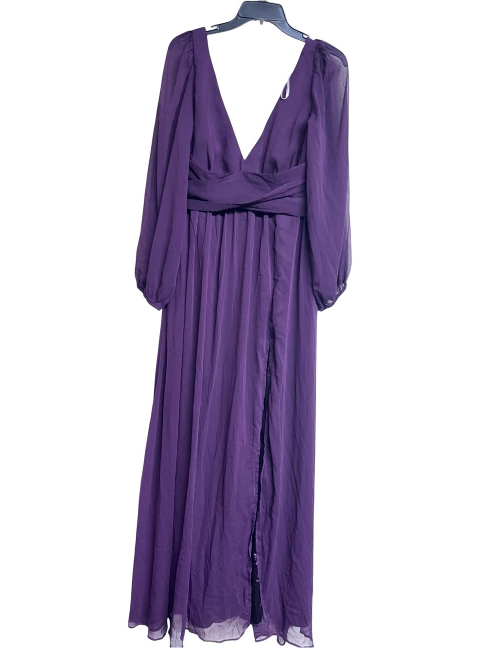 New Lulus Enchant My Love Elegant Purple‎ V-Neck Long Sleeve Maxi Dress